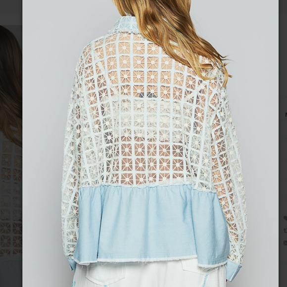 🎁 POL “ Virgin Island 2 “ POL Roomy Fit Top Gauze and Trim Detail 88 - Picture 3 of 4